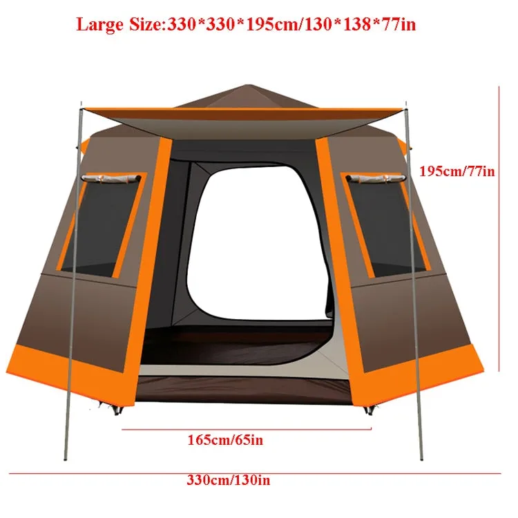 Fully Automatic One Click to Open Hexagonal Outdoor Camping Tent Hydraulic Spring Pole Hexagonal Tent Antistorm Sunscreen Thicken Silver Coated Oxford Large Space Family Pergola