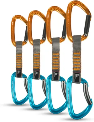 Fusion Climb Vapor 5 Quickdraw - 4 Pack of Durable Lightweight Quickdraws for Sport, Trad, and Aid Climbing(QDS-8122-3-ST-ORG 8122-3-BG-BLU-11-4)