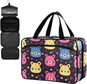 Fustylead Colorful Cute Bears and Decors Large Medical Supplies Organizer Bag with Zipper Empty First Aid Bag Trauma Kit for Traveling Hiking Camping