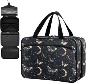 Fustylead Fantastic Butterfly Moon and Stars Large Medical Supplies Organizer Bag with Zipper Empty First Aid Bag Trauma Kit for Traveling Hiking Camping
