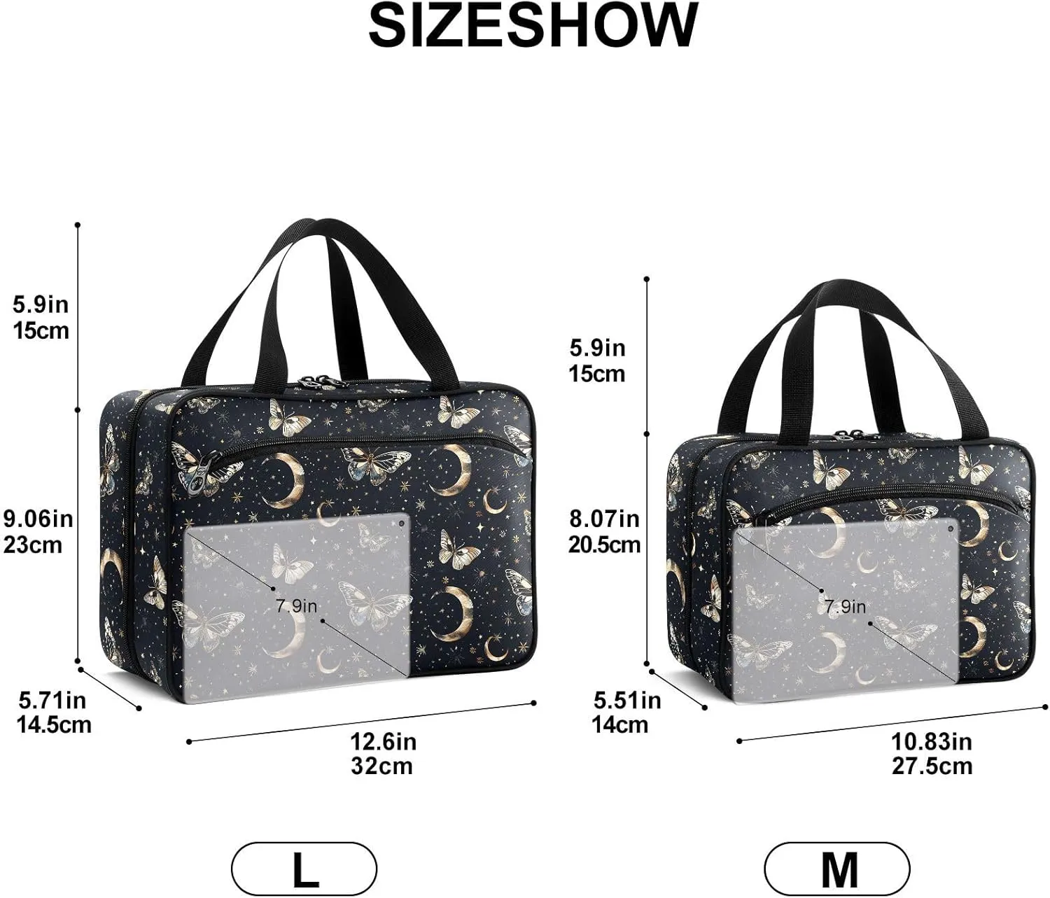 Fustylead Fantastic Butterfly Moon and Stars Large Medical Supplies Organizer Bag with Zipper Empty First Aid Bag Trauma Kit for Traveling Hiking Camping
