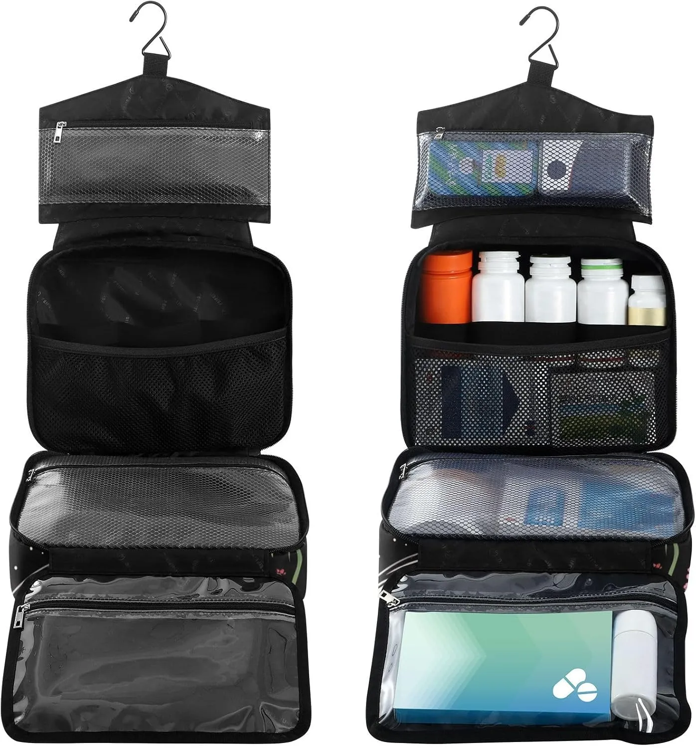 Fustylead Half Floral Half Skull with Butterfly Large Medical Storage Bag with Zipper Empty First Aid Bag Trauma Kit for Traveling Hiking Camping Backpacking