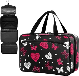 Fustylead Hearts and Butterflies Large Medical Storage Bag with Zipper Empty First Aid Bag Trauma Kit for Traveling Hiking Camping Backpacking