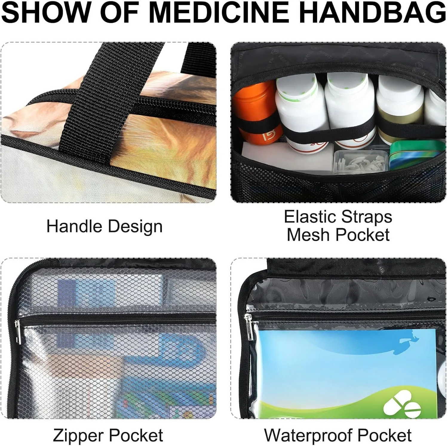 Fustylead Huddled Sleeping Colorful Cats Large Medical Storage Bag with Zipper Empty First Aid Bag Trauma Kit for Traveling Hiking Camping Backpacking