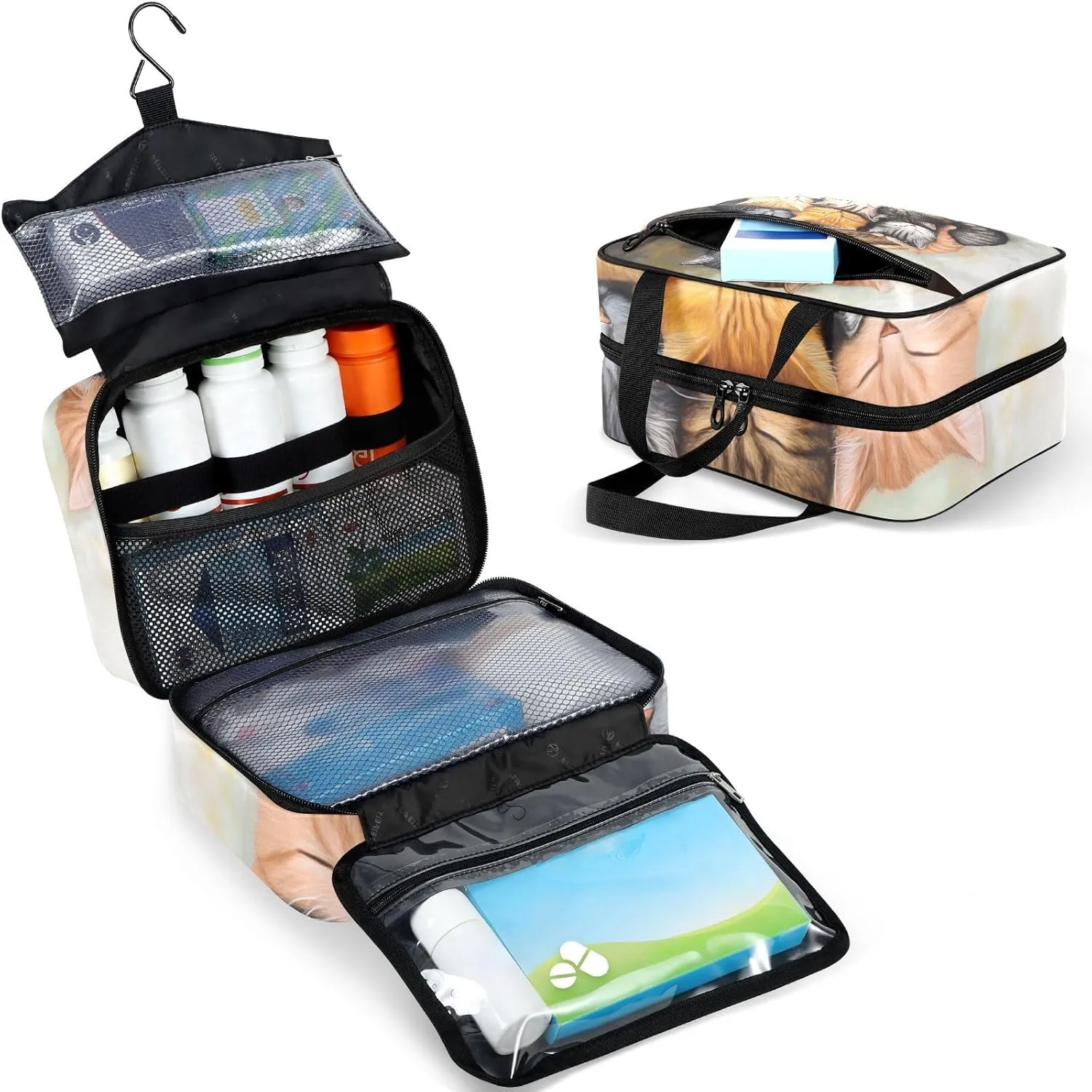 Fustylead Huddled Sleeping Colorful Cats Large Medical Storage Bag with Zipper Empty First Aid Bag Trauma Kit for Traveling Hiking Camping Backpacking
