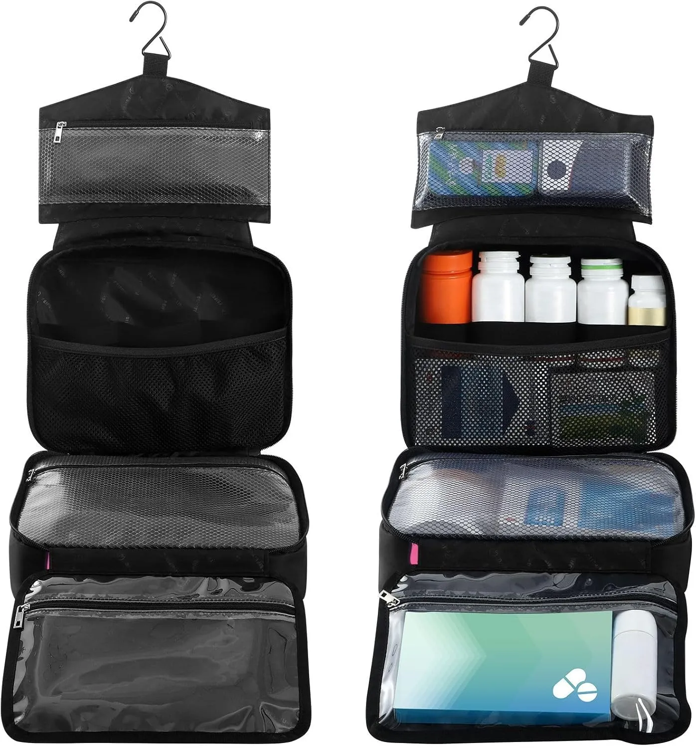 Fustylead Pink Skeleton on Black Background Large Medical Supplies Organizer Bag with Zipper Empty First Aid Bag Trauma Kit for Traveling Hiking Camping
