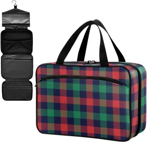 Fustylead Red and Green Checkered Plaid Large Medical Storage Bag with Zipper Empty First Aid Bag Trauma Kit for Traveling Hiking Camping Backpacking