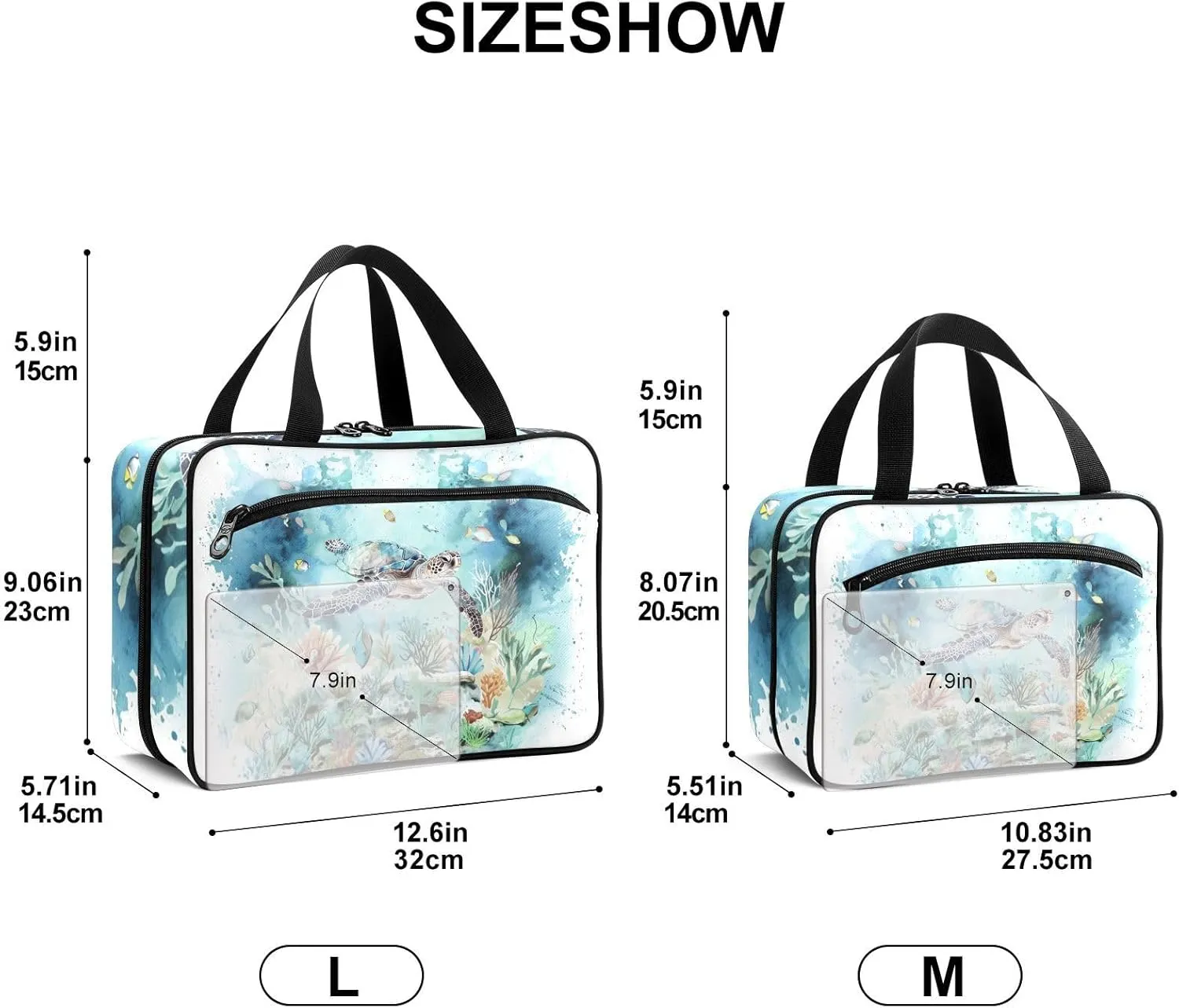 Fustylead Turtle Undersea Marine Life Large Medical Storage Bag with Zipper Empty First Aid Bag Trauma Kit for Traveling Hiking Camping Backpacking