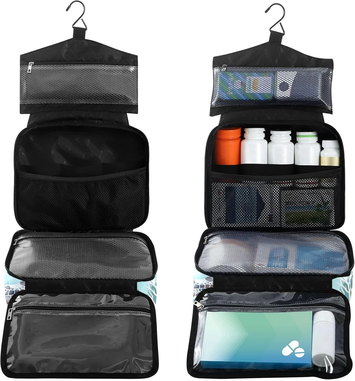 Fustylead Turtle Undersea Marine Life Large Medical Storage Bag with Zipper Empty First Aid Bag Trauma Kit for Traveling Hiking Camping Backpacking