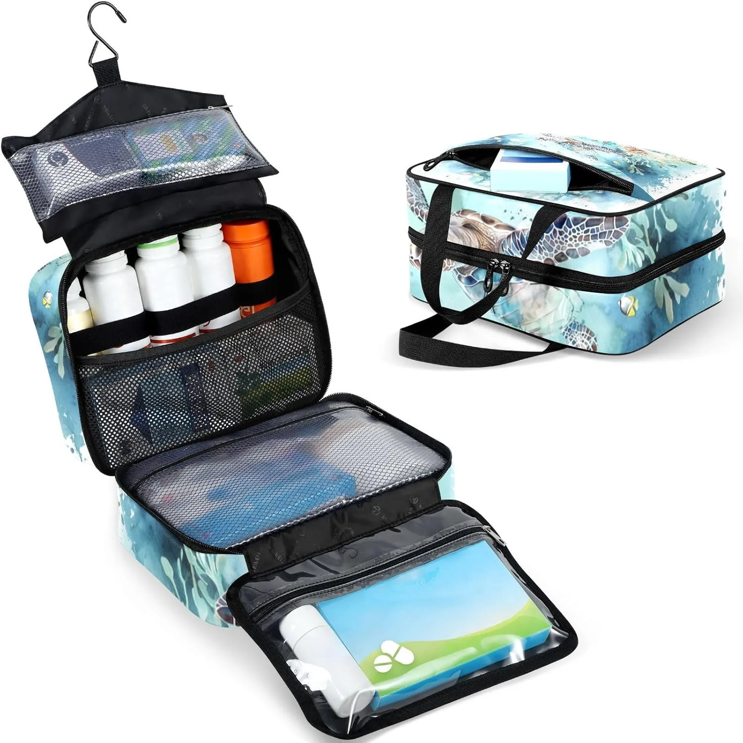 Fustylead Turtle Undersea Marine Life Large Medical Storage Bag with Zipper Empty First Aid Bag Trauma Kit for Traveling Hiking Camping Backpacking