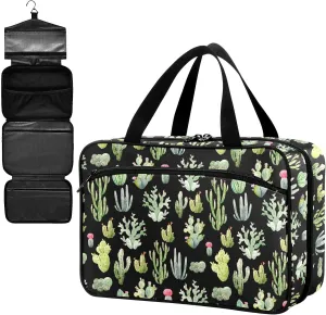 Fustylead Watercolor Green Vibrant Tropical Cactus Garden Large Medical Supplies Organizer Bag with Zipper Empty First Aid Bag Trauma Kit for Traveling Hiking Camping