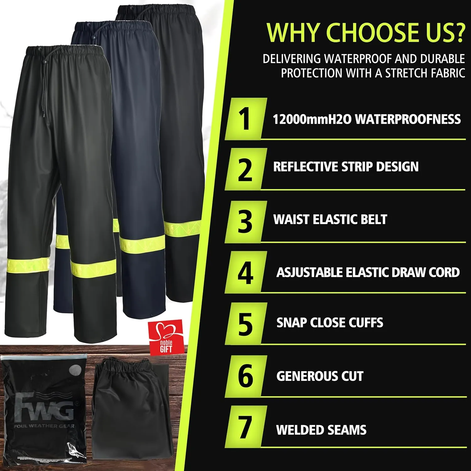 FWG Men's Hiking Pants - Durable Fishing & Work Pants, Ventilated, Multiple Pockets, Design for Outdoors