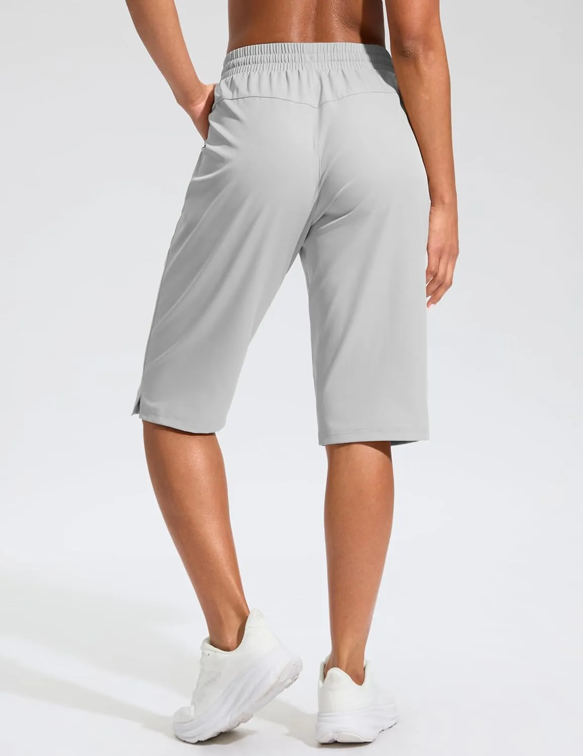 G Gradual Women's 13" Long Hiking Shorts with Zipper Pocket Lightweight Quick Dry Knee Length Bermuda Shorts for Women