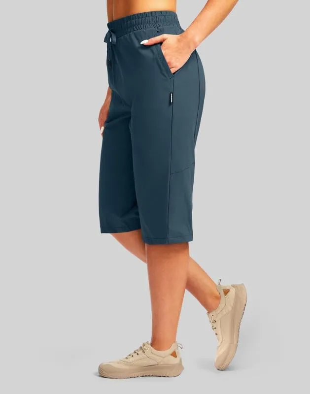 G Gradual Women's 15'' Long Shorts Below The Knee Hiking Cargo Capris Stretch Quick Dry Bermuda Shorts for Women with Pockets