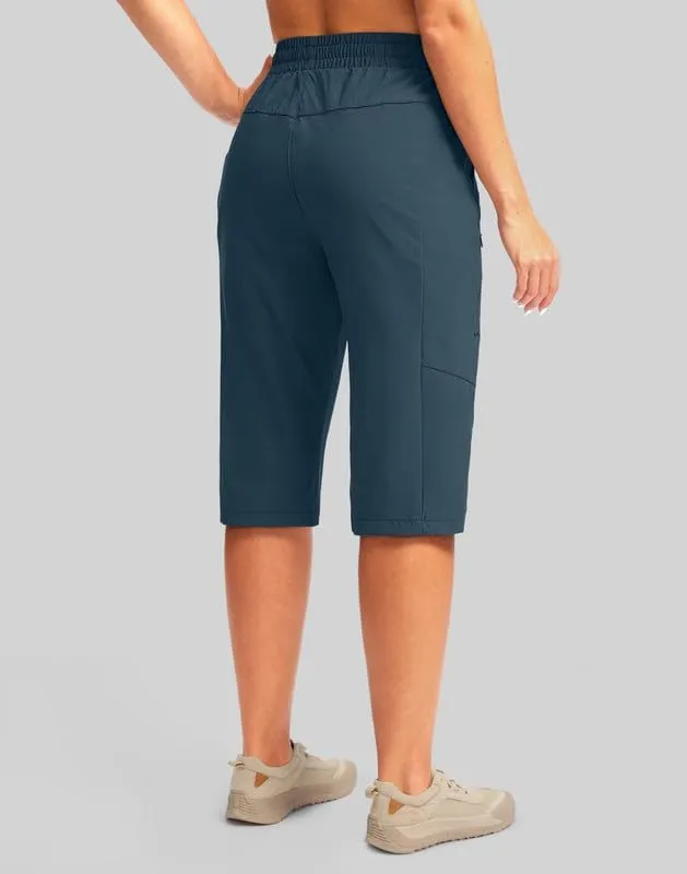 G Gradual Women's 15'' Long Shorts Below The Knee Hiking Cargo Capris Stretch Quick Dry Bermuda Shorts for Women with Pockets