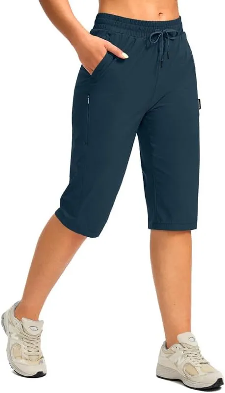 G Gradual Women's 15'' Long Shorts Below The Knee Hiking Cargo Capris Stretch Quick Dry Bermuda Shorts for Women with Pockets