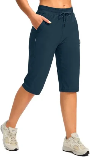 G Gradual Women's 15'' Long Shorts Below The Knee Hiking Cargo Capris Stretch Quick Dry Bermuda Shorts for Women with Pockets