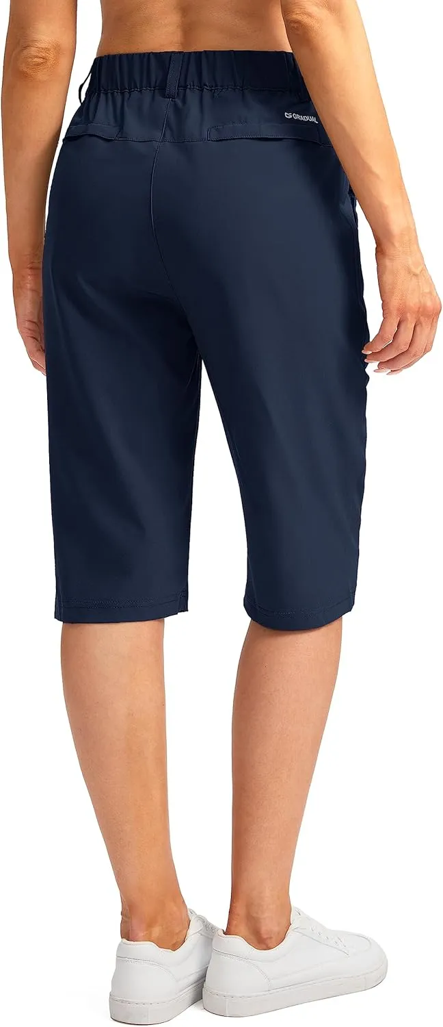 G Gradual Women's Long Hiking Cargo Shorts 13" Knee Length Lightweight Quick Dry Bermuda Shorts for Women with 5 Pockets