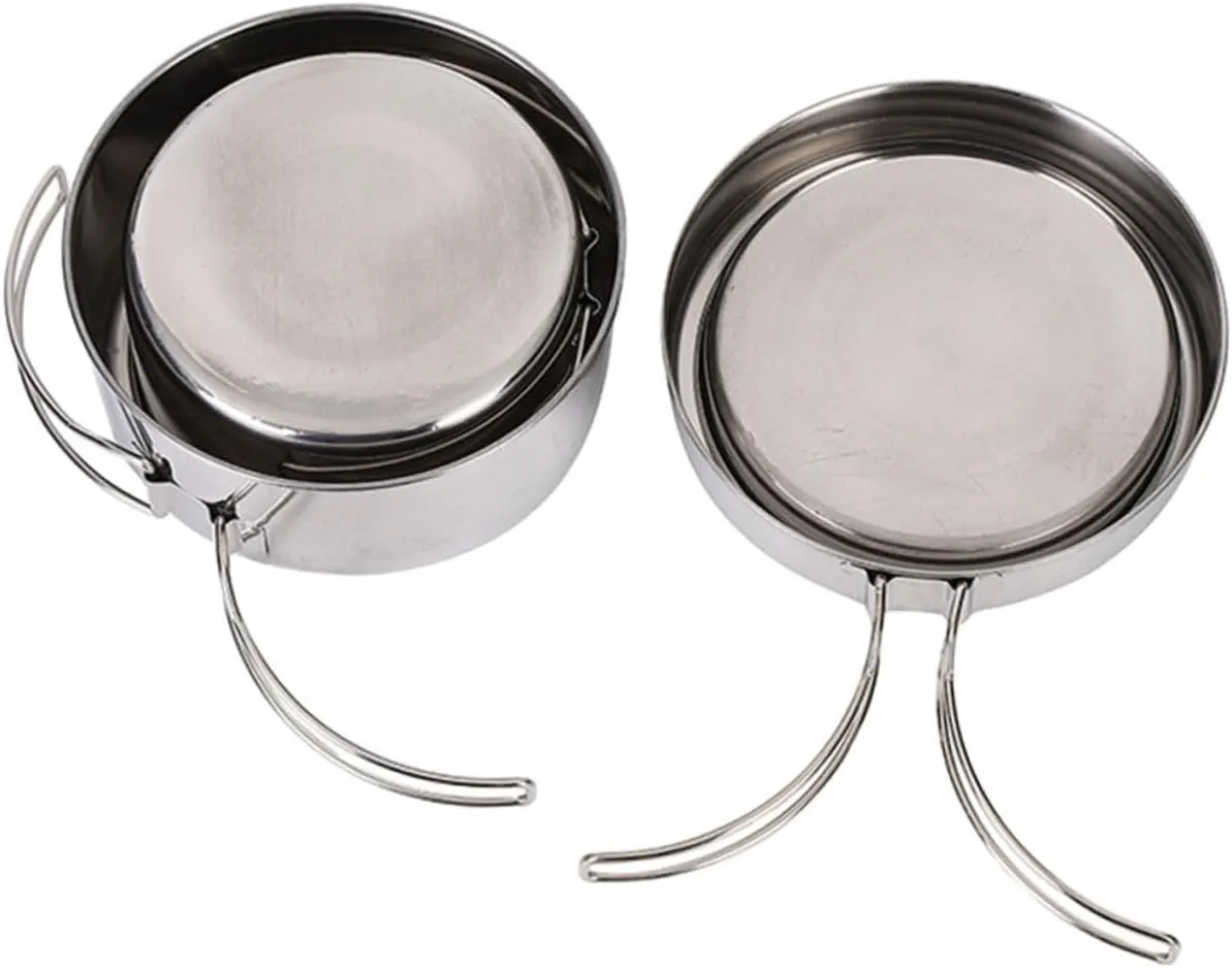 GALPADA Stainless Steel Pot Set Titanium Camping Cookware Compact Camping Cooking Set