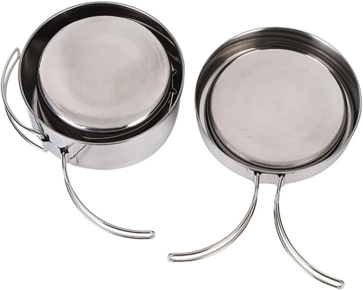 GANAZONO 1 Set Camping Cookware Set Anti Organizer Griddle Insulated Lights Vacuum Gadgets Collapsible Utensil Stove Gear Solar Kit Outdoors Tent Waterproof Kettle Pans Mat Stainless Steel