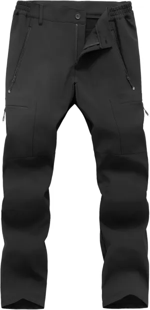 Gash Hao Mens Waterproof Ski Snow Pants Hiking Softshell Cargo Fleece Lined Warm Insulated Outdoor Fishing Pants