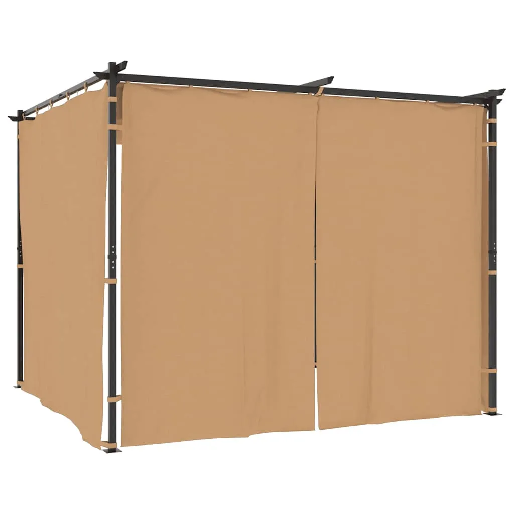 Gazebo with Curtains 3x3 m Taupe Steel