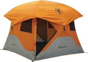 Gazelle Tents™ T4 Hub Tent, Easy 90 Second Set-Up, Waterproof, UV Resistant, Removable Floor, Ample Storage Options, 4-Person, Sunset Orange, 78" x 94" x 94"