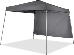 GDY 8X10 FT Pop Up Canopy Outdoor Instant Tent Slant Legs with a Sidewall,Equipment Vents, Portable Gazebo Shelter for Patio, Deck, Beach and Garden,Grey.
