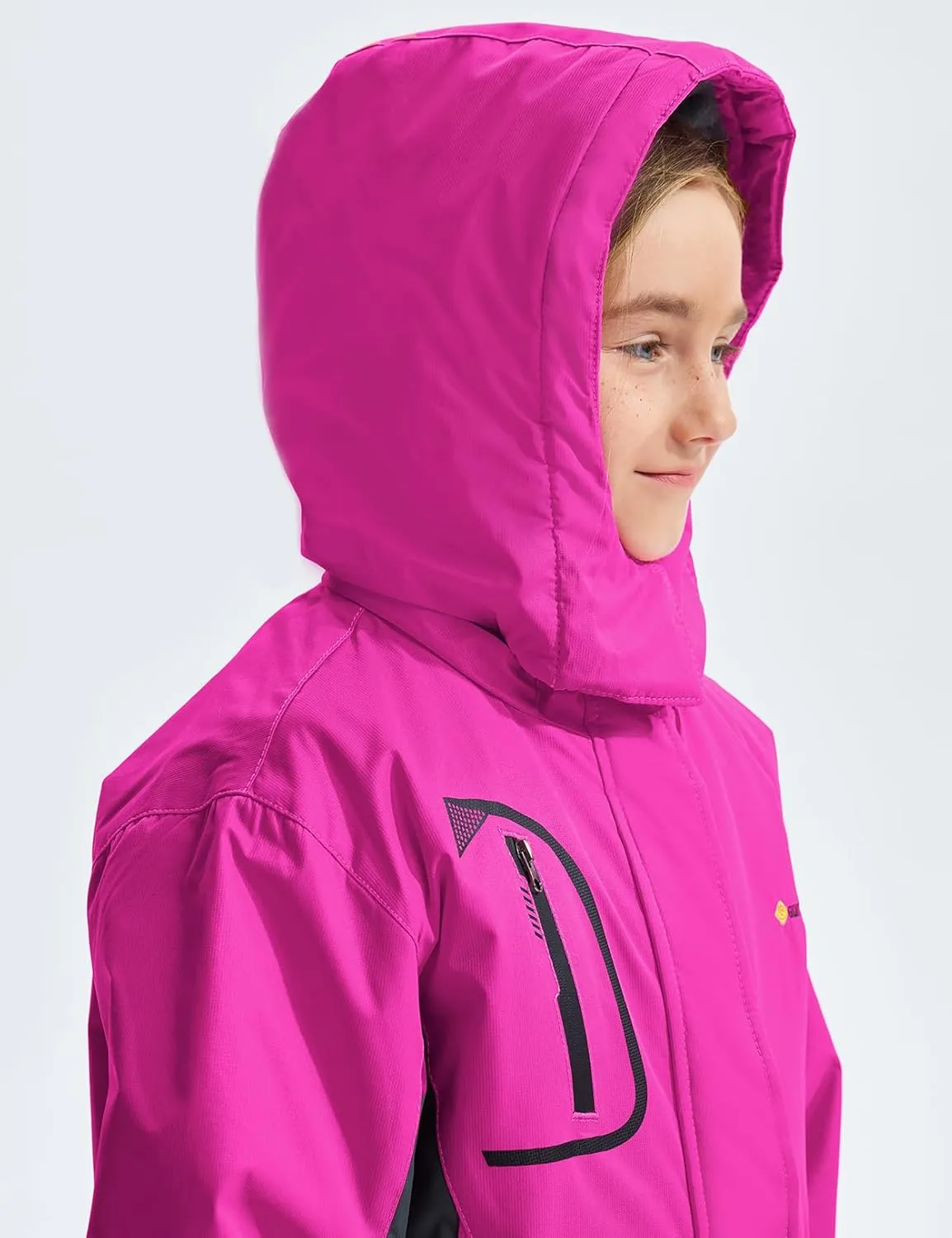 GEMYSE Girl's Waterproof Ski Snow Jacket Fleece Windproof Winter Jacket with Hood