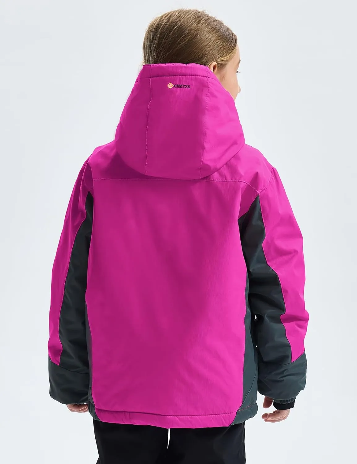 GEMYSE Girl's Waterproof Ski Snow Jacket Fleece Windproof Winter Jacket with Hood