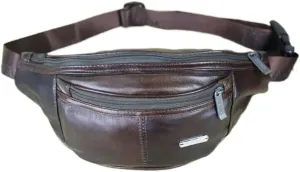 Genuine Leather Belt Bag, Multifunction Waist Fanny Pack (Coffee)