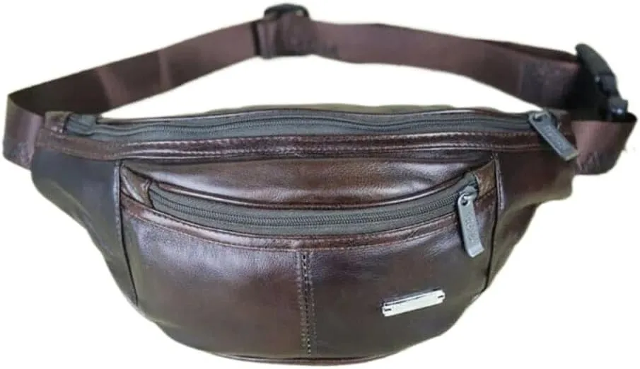 Genuine Leather Belt Bag, Multifunction Waist Fanny Pack (Coffee)