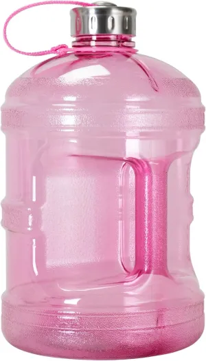 Geo Sports Bottles 1 Gallon BPA Free Reusable Leakproof Sports Water Bottle Jug with Handle Includes 48mm Stainless Steel Lid (Pink)