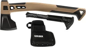 Gerber Camping and Outdoor Hatchet with Holster with Paracord and Storage Compartment, Bushcraft Axe, Hardened Steel with PTFE Coating, Brown, 31-003789