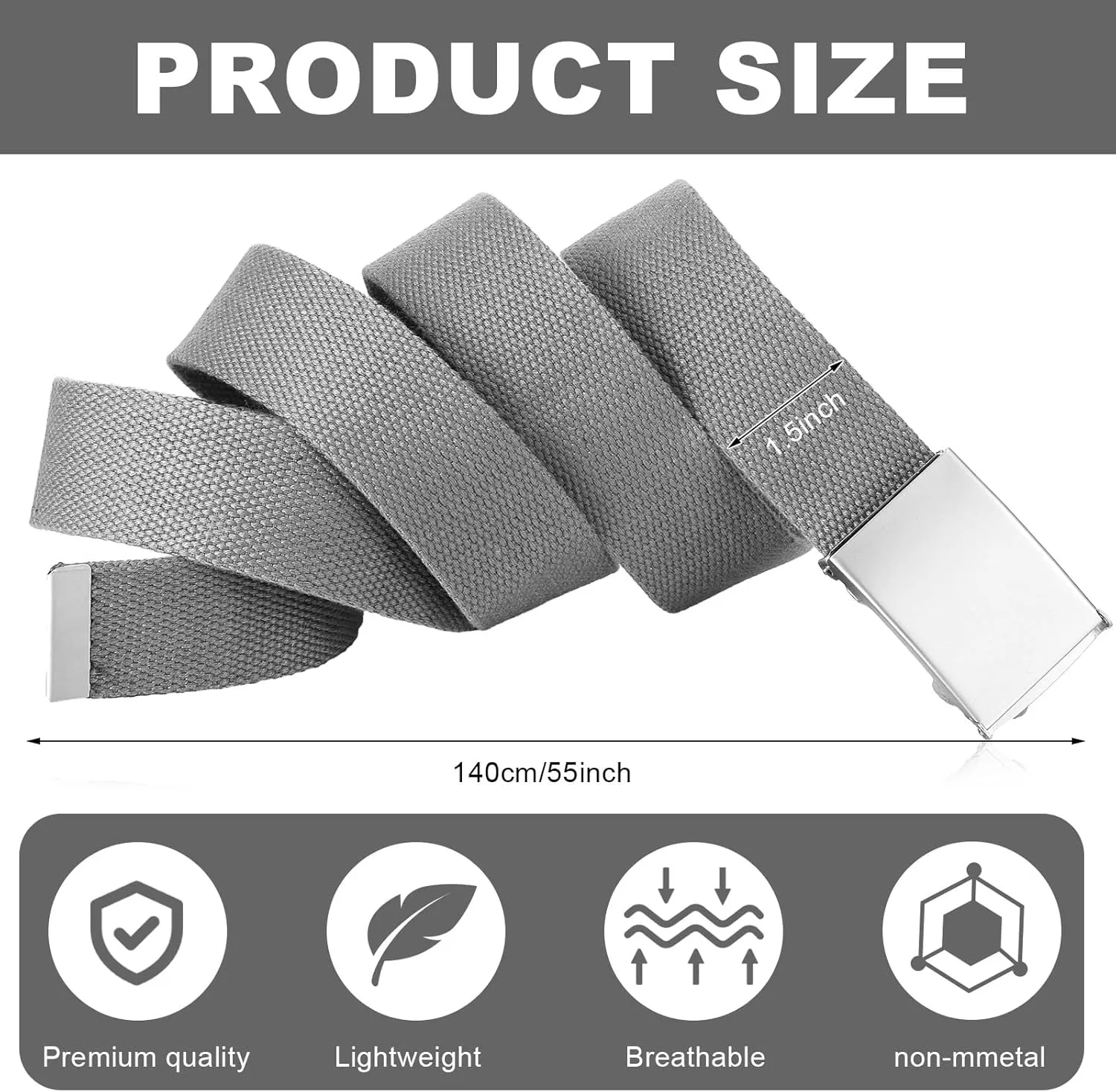 Geyoga 6 Pack Golf Belts for Men Men's Golf Web Belt Nylon Web Belt Size up to 55" Adjustable Solid Nylon Belt