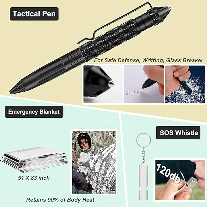 Gifts for Men Dad Husband Fathers, Camping Survival Gear and Equipment Kit 32 in 1, Cool Gadgets Christmas Birthday Gift Ideas for Him Boyfriend