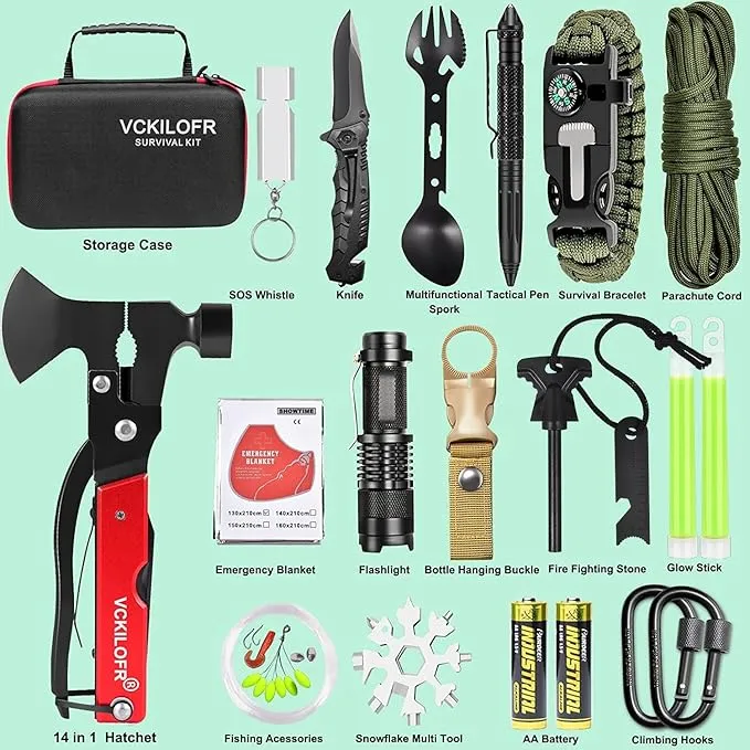 Gifts for Men Dad Husband Fathers, Camping Survival Gear and Equipment Kit 32 in 1, Cool Gadgets Christmas Birthday Gift Ideas for Him Boyfriend
