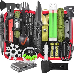 Gifts for Men Dad Husband Fathers, Camping Survival Gear and Equipment Kit 32 in 1, Cool Gadgets Christmas Birthday Gift Ideas for Him Boyfriend