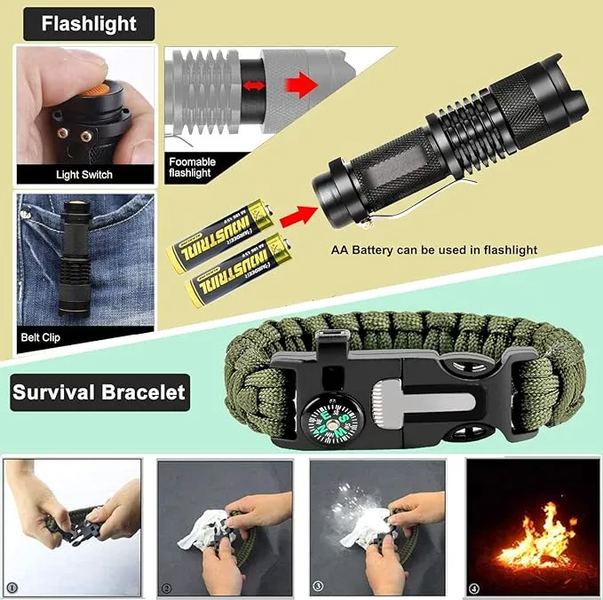 Gifts for Men Dad Husband Fathers, Camping Survival Gear and Equipment Kit 32 in 1, Cool Gadgets Christmas Birthday Gift Ideas for Him Boyfriend