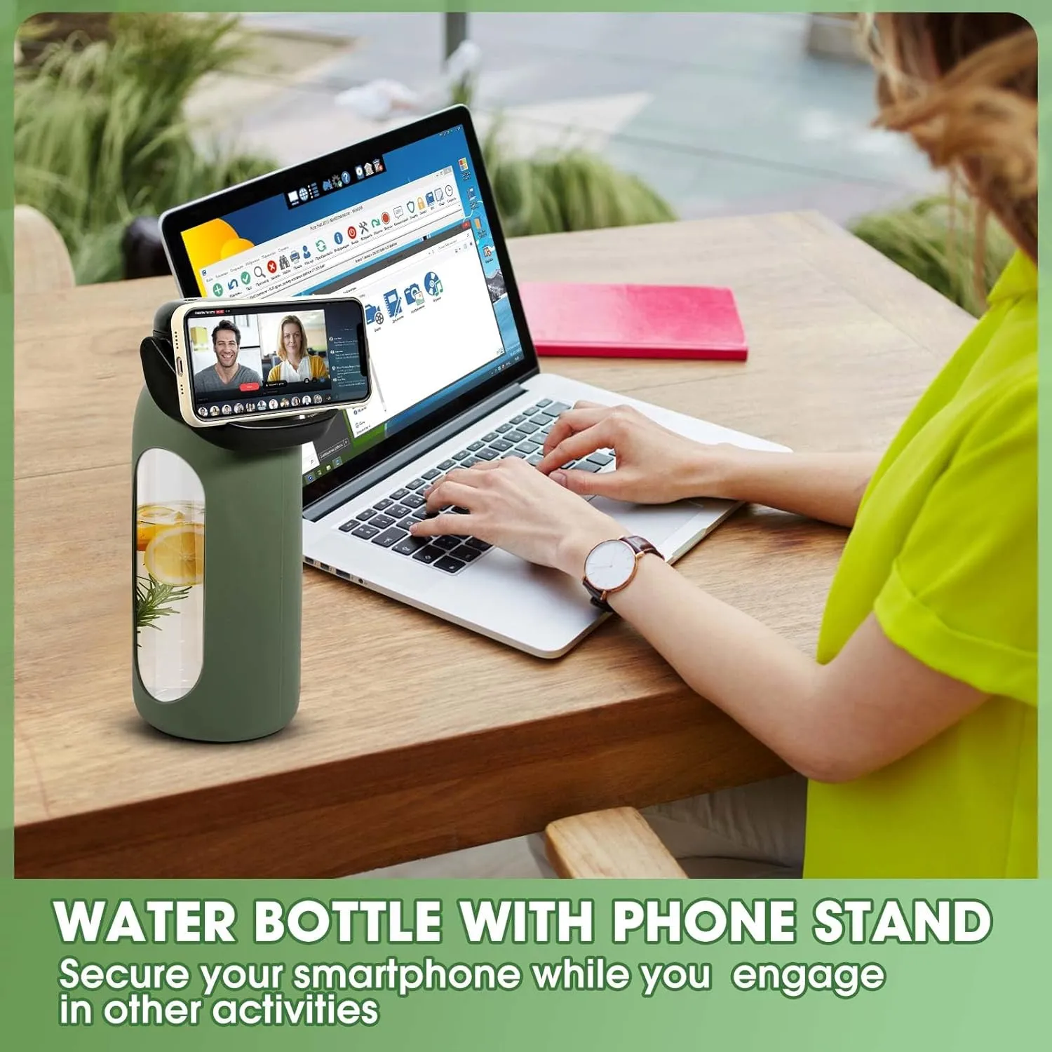 Glass Water Bottles 64 oz with Time Marker - Half Gallon Water Bottle with Straw Handle & Phone Storage Sleeve - 2 Liter Large Motivational Drinking Jug with Carrier Bag for Daily Intake Gym