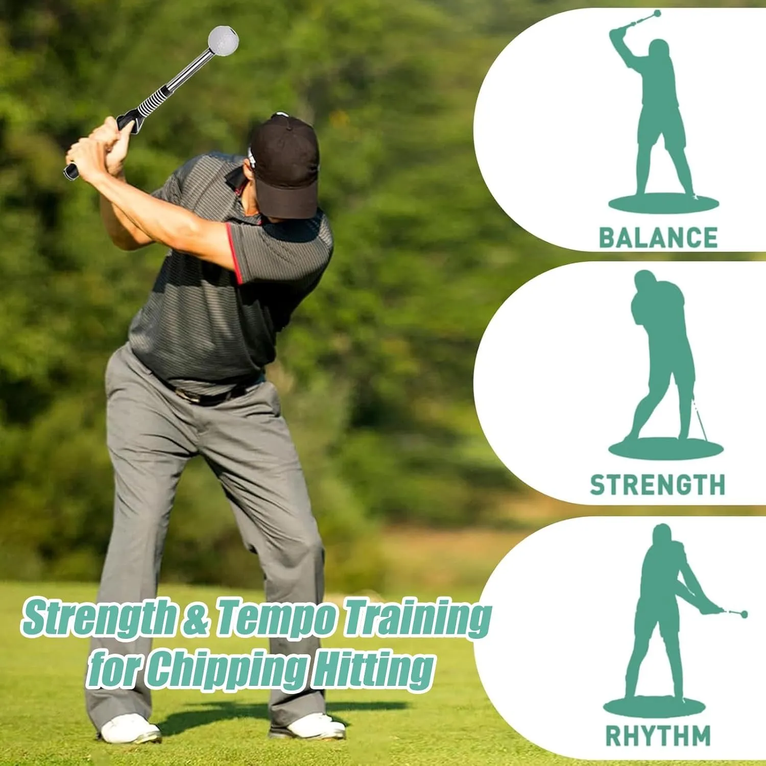 Gloryboom Telescopic Club, Retractable Golf Swing Training Aid, Golf Grip Trainer with Click Feedback, Strength & Tempo Training for Chipping Hitting, Ideal for Beginners Practice