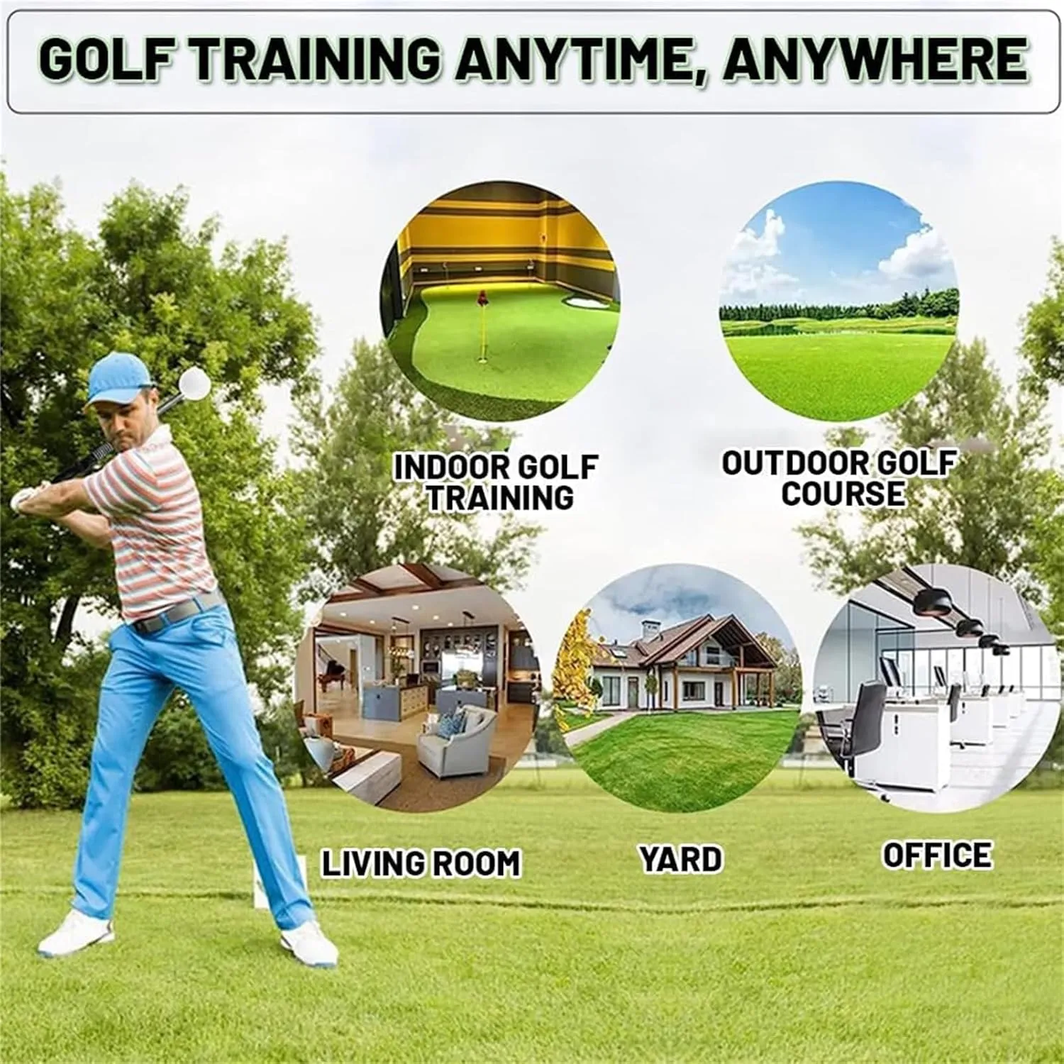 Gloryboom Telescopic Club, Retractable Golf Swing Training Aid, Golf Grip Trainer with Click Feedback, Strength & Tempo Training for Chipping Hitting, Ideal for Beginners Practice