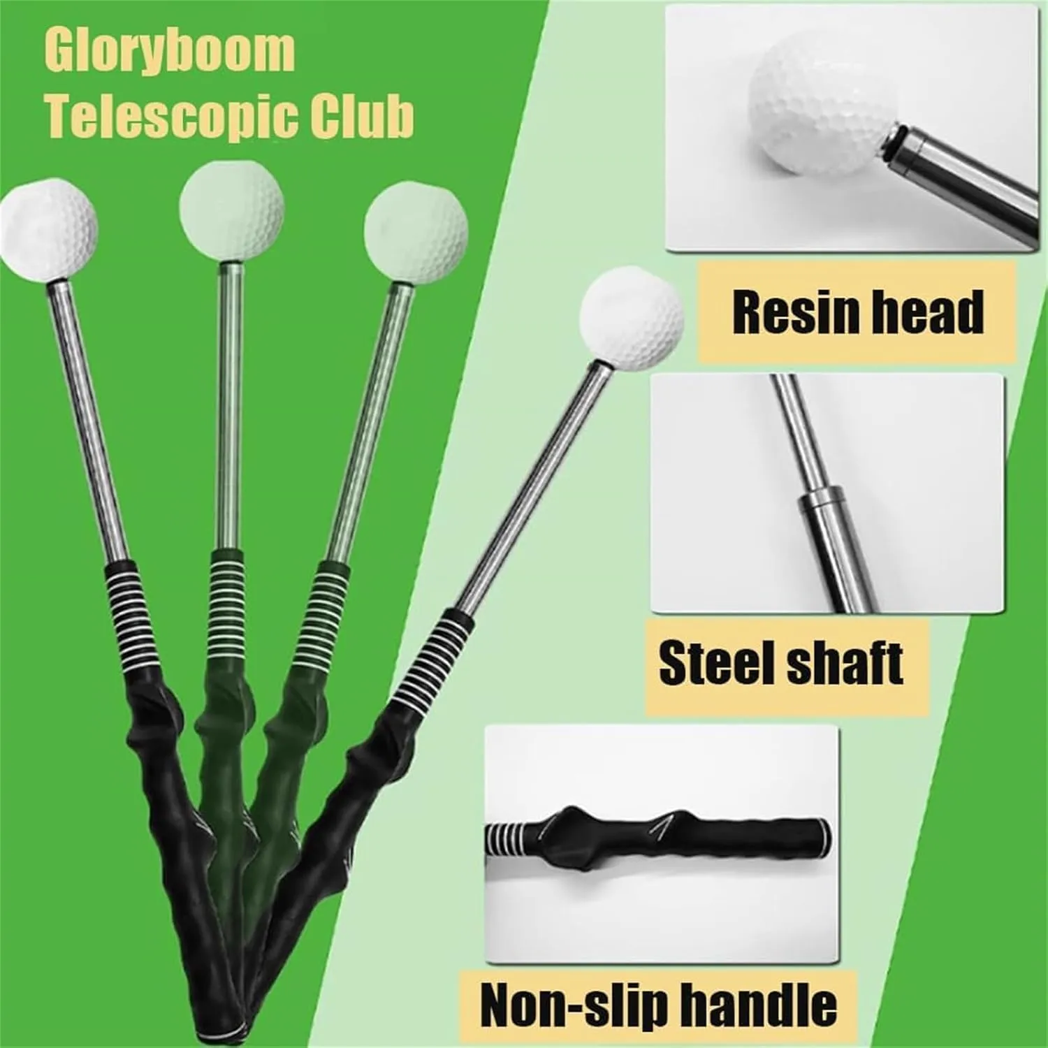 Gloryboom Telescopic Club, Retractable Golf Swing Training Aid, Golf Grip Trainer with Click Feedback, Strength & Tempo Training for Chipping Hitting, Ideal for Beginners Practice