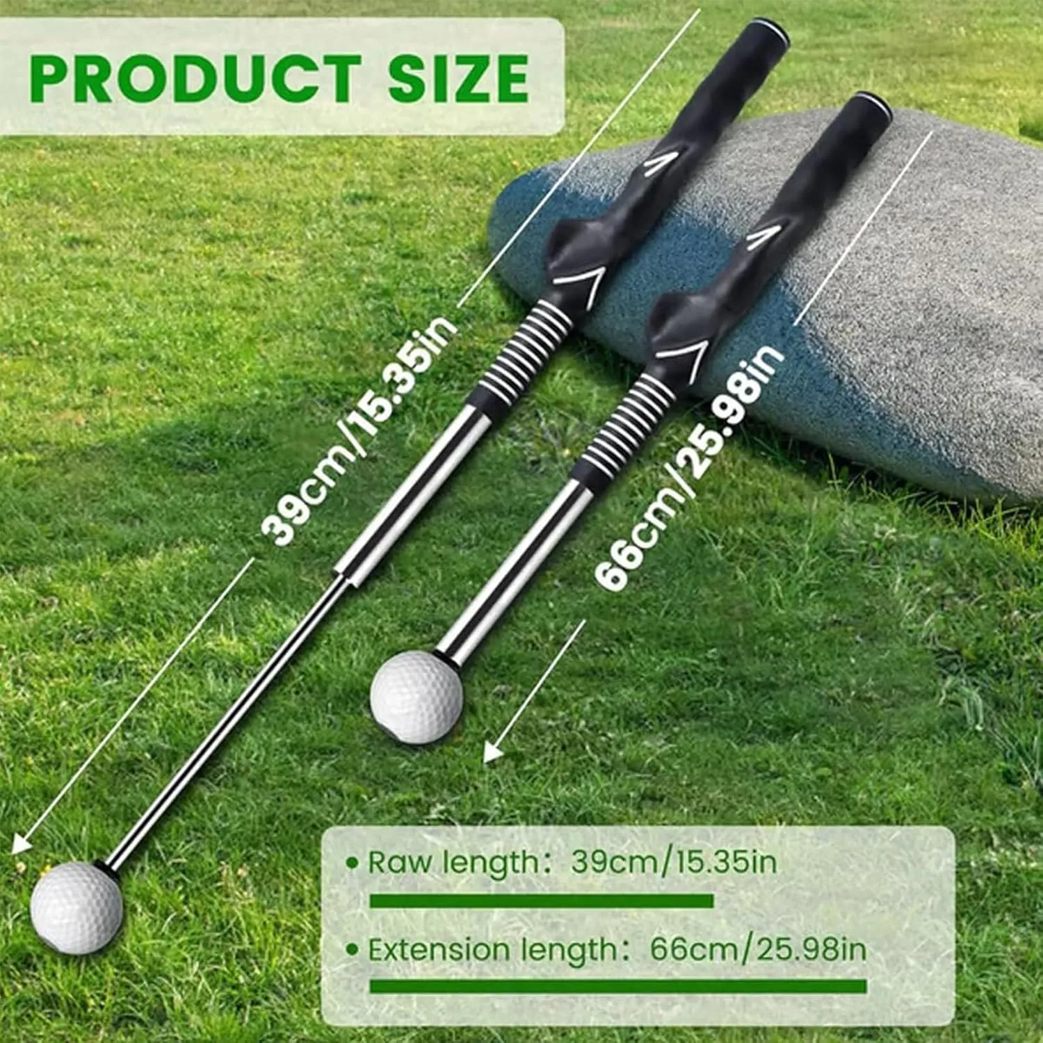 Gloryboom Telescopic Club, Retractable Golf Swing Training Aid, Golf Grip Trainer with Click Feedback, Strength & Tempo Training for Chipping Hitting, Ideal for Beginners Practice