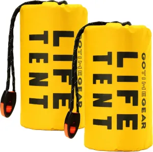 Go Time Gear Survival Life Tent • 2 Person Mylar Emergency Shelter Tube Tent   Paracord • All-Weather Protection for Camping, Hiking, & Survival Kits • Includes Emergency Whistle
