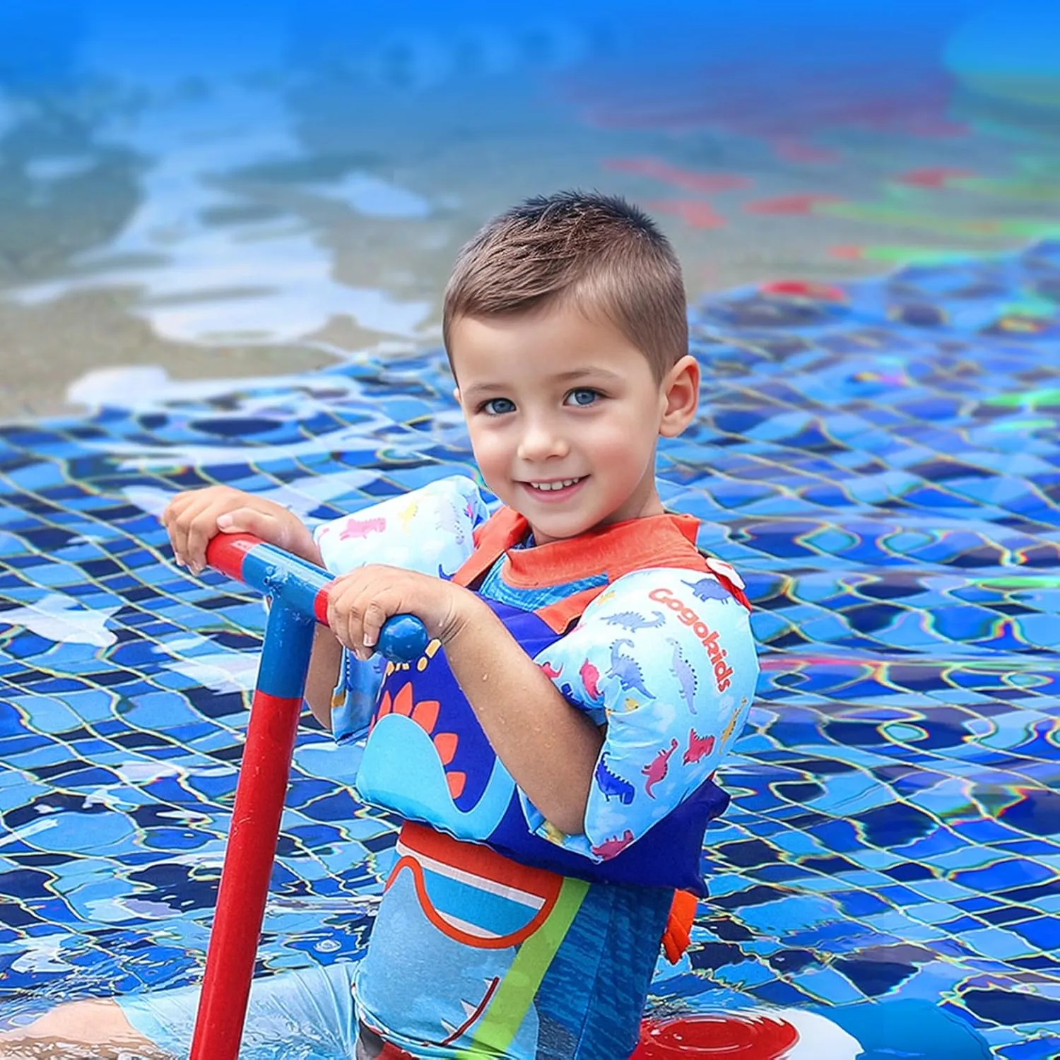 Gogokids Swim Vest for Kids, Toddler Floaties Fit 20-50 lbs Girls & Boys, Swimming Aid with Water Wings and Shoulder Strap for 2-6 Years, Pool/Beach