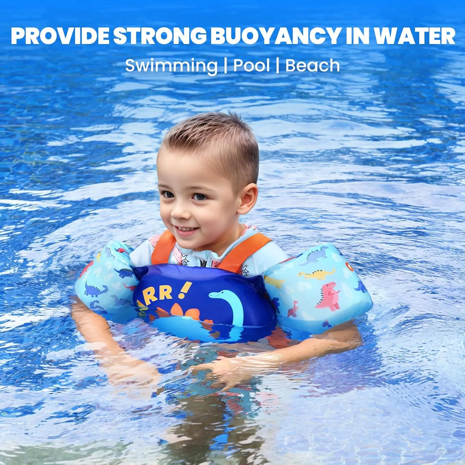 Gogokids Swim Vest for Kids, Toddler Floaties Fit 20-50 lbs Girls & Boys, Swimming Aid with Water Wings and Shoulder Strap for 2-6 Years, Pool/Beach