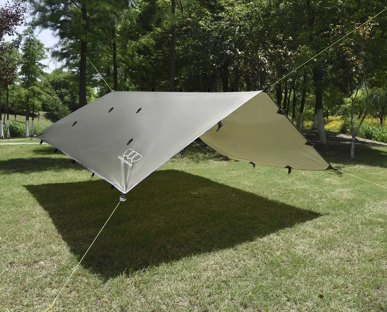 Gold Armour Rainfly Tarp Hammock, Premium 14.7ft/12ft/10ft/8ft Rain Fly Cover, Waterproof Ultralight Camping Shelter Canopy, Survival Equipment Gear Camping Tent Accessories (OD Green 10ft x 10ft)