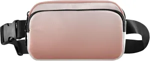 Gradient Dark Pink Fanny Belt Bag Waist Packs Crossbody Bags Bum Bag for Running Hiking Travel Workout Adjustable Strap for Women Men