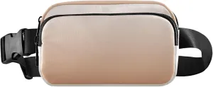 Gradient Wood Color Fanny Belt Bag Waist Packs Crossbody Bags Bum Bag for Running Hiking Travel Workout Adjustable Strap for Women Men